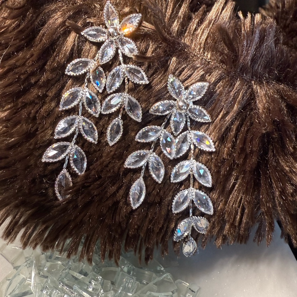 Elegant Silver Leaf Drop Earrings